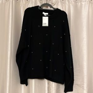 H&M black recycled fabric sweater, L, NWT